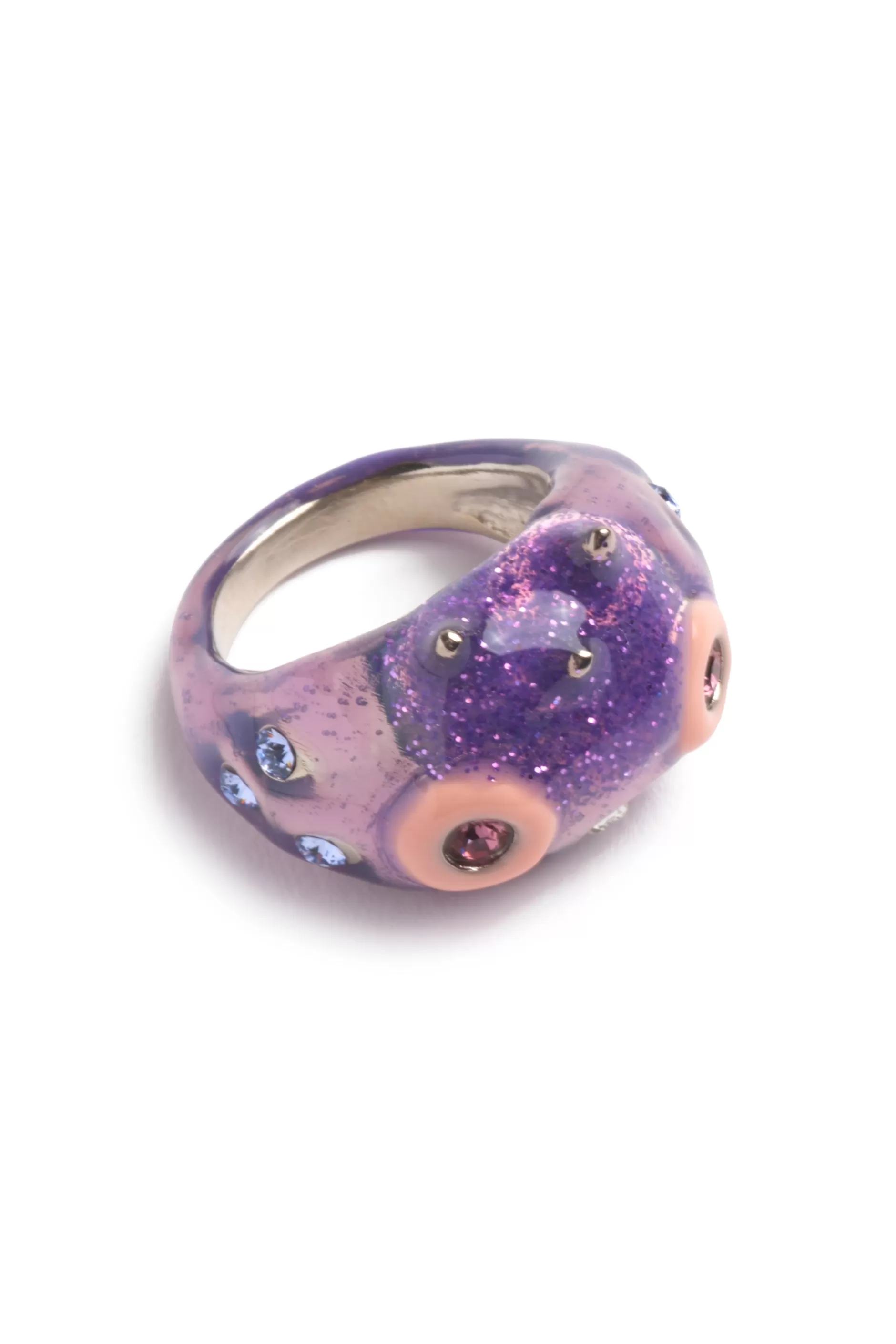 Collina Strada - Bague Bébé Rhinocéros Lilas à Effet Métal - Prix Doux