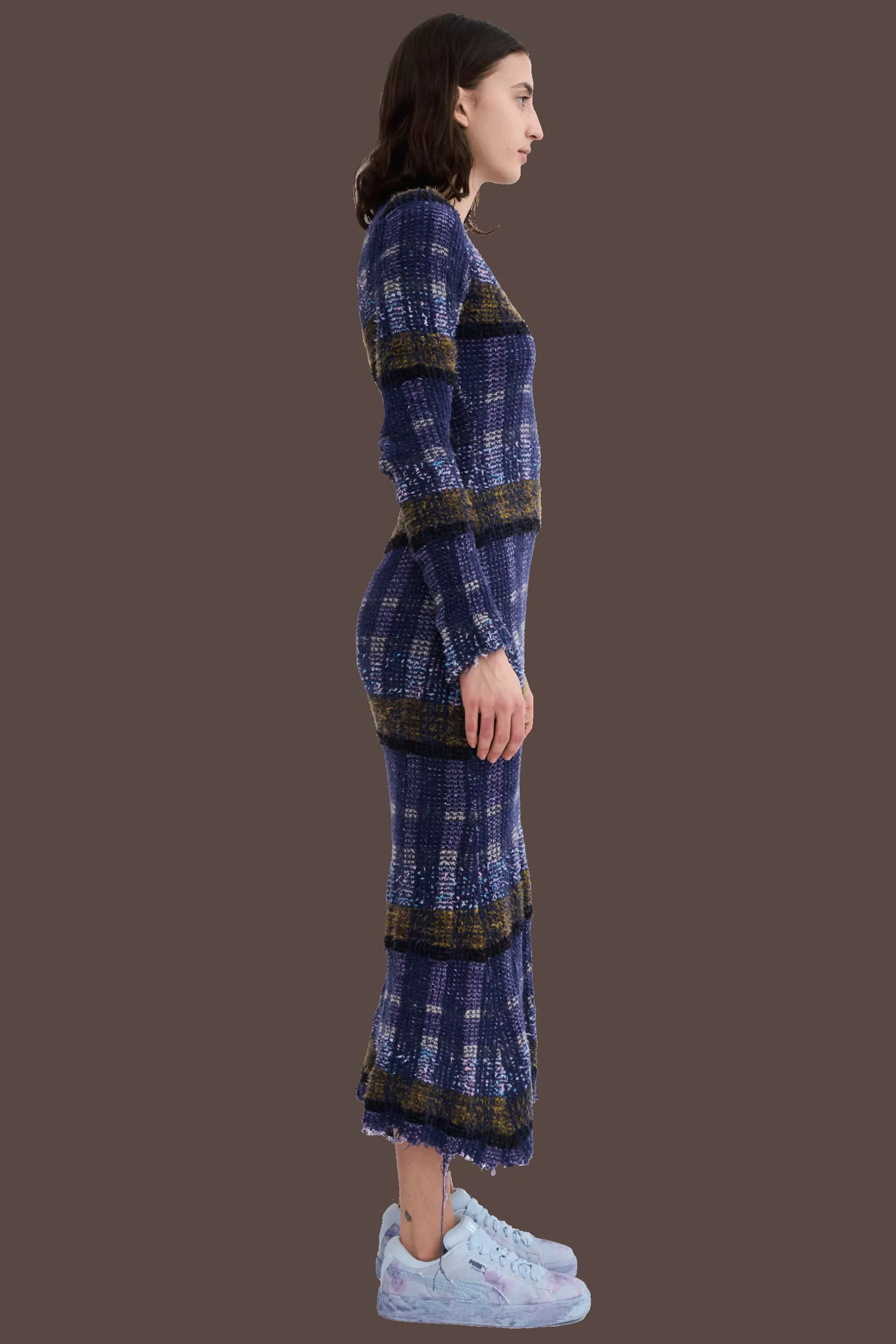 Collina Strada - Robe Yuri élégante à carreaux violets | Style unique et prix abordable